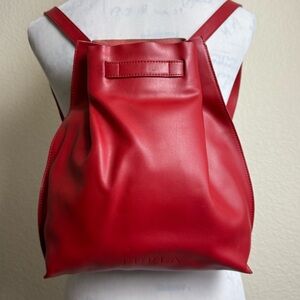 Furla Backpack Red Genuine Soft Leather Shoulder Bag Authentic 265061